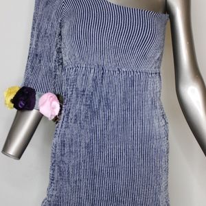 Judith March Women Dress One sleeve, Stripes Flowe